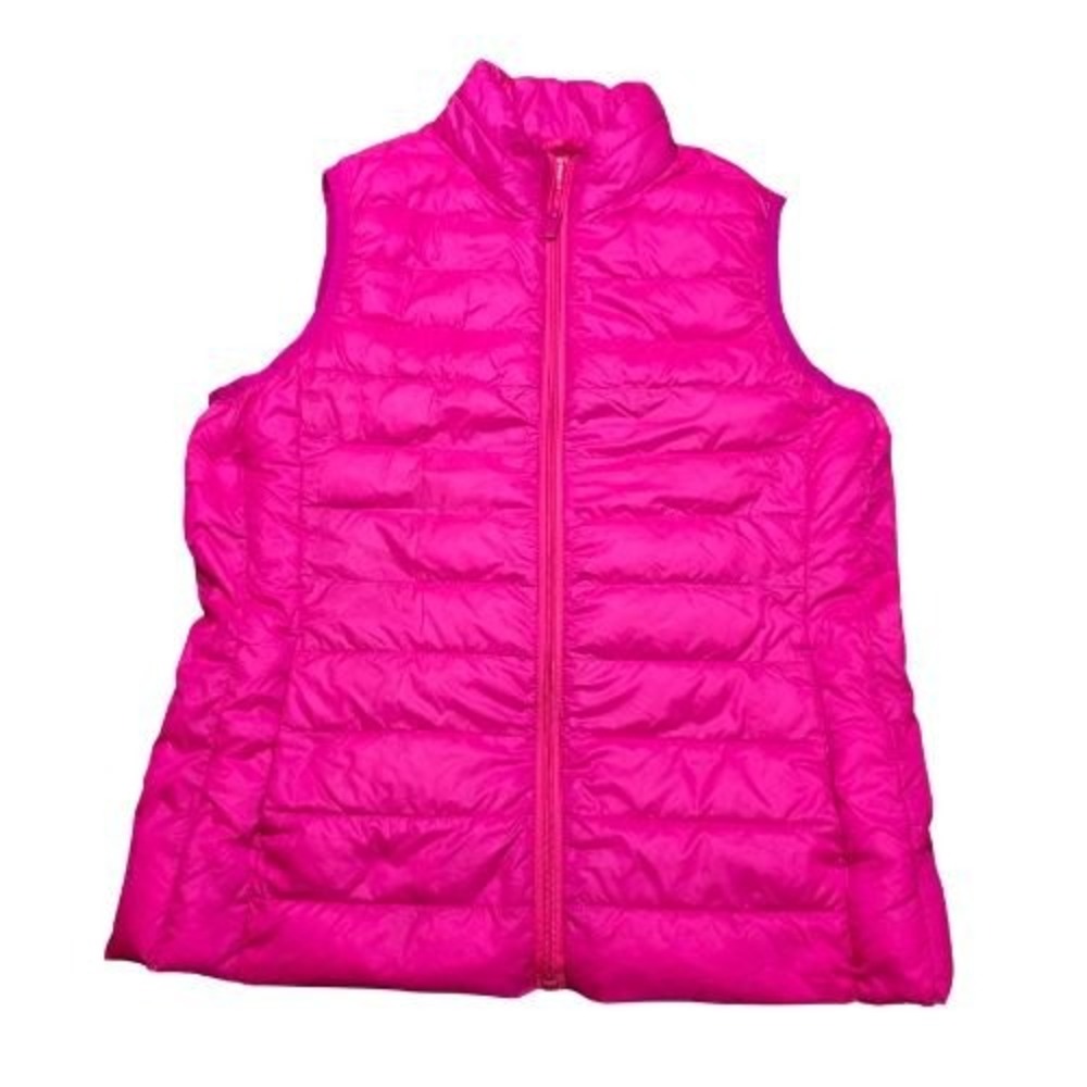 Be Inspired Women Hot Pink Down Packable Puffer Vest Size M Mock Neck Quilted